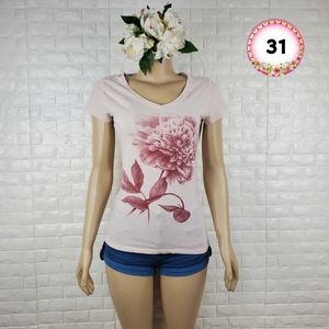 lucky tees small pink vneck tshirt